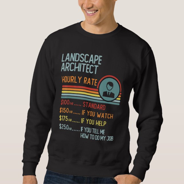 Landscape Architect Hourly Rate T-Shirt Retro Job  Sweatshirt (Vorderseite)