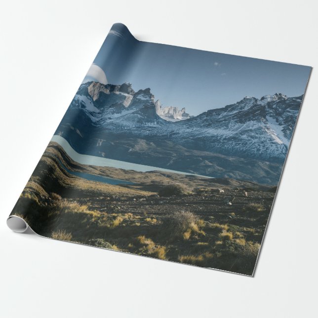 LANDSCAPE FOTOGRAFIE DES SCHWARZEN UND WEISSEN BER GESCHENKPAPIER (Ungerollt)