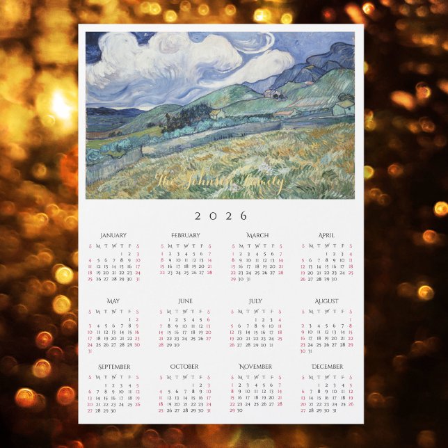 Landscape France Vincent Van Gogh 2026 Calendar Magnetkarte (Landscape France Vincent Van Gogh 2026 Calendar)