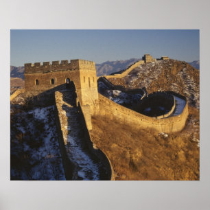 Landscape of Great Wall under sunset, China Poster