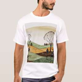 landscape of hills with small houses T-Shirt