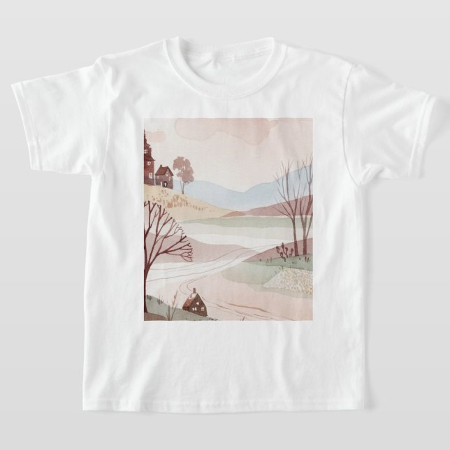 landscape of hills with small houses T-Shirt (Ablage )