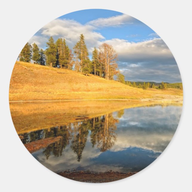 Landscape of Yellowstone Runder Aufkleber (Vorderseite)