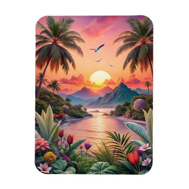 Landscape Tropical Beach Magnet (Vertikal)