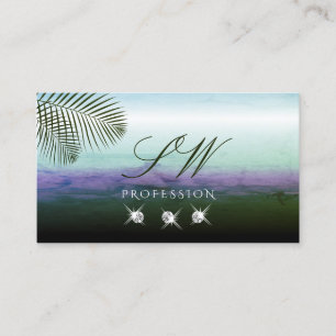 Landscape Wasserfarben Sparkling Diamonds Monogram Visitenkarte