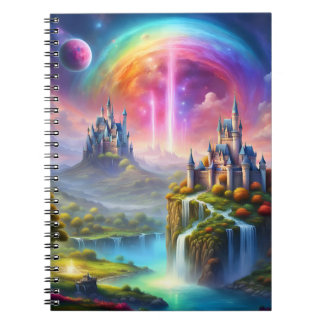 landscape with magical castles and bright colors notizblock