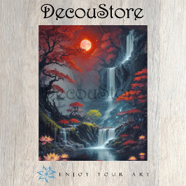 Landscape with Waterfall Decoupage Seidenpapier