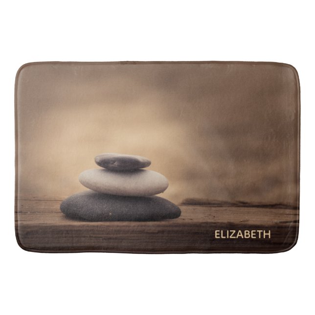 Landscape, Zen Stones Brown Badematte (Vorderseite)