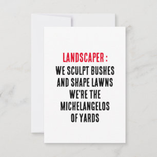 Landscaper Wir schnitzen Büsche und Gestaltungsras Dankeskarte