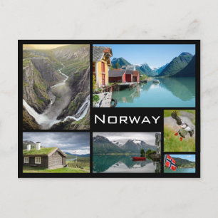 Landscapes in Norway black collage postcard Postkarte