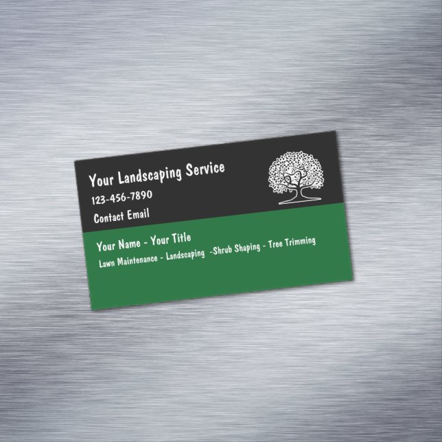 Landscaping And Lawn Service Simple Magnetische Visitenkarte (Beispiel)
