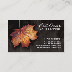 Landscaping Business Card Black Maple Leaf Visitenkarte