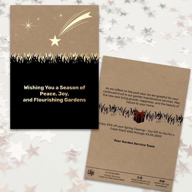 Landscaping Christmas Foil Business Holiday Card Folieneinladung (Elegant Landscaping Christmas Foil Business Holiday Card - Shooting Star)