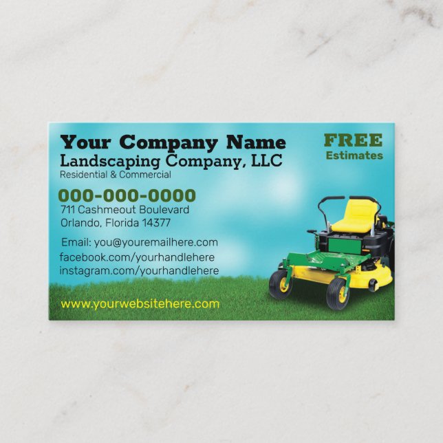 Landscaping Grass Cutting Business Card Visitenkarte (Vorderseite)