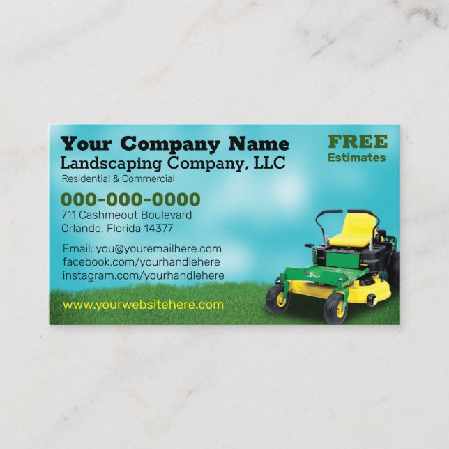Landscaping Grass Cutting Business Card Visitenkarte (Vorderseite)
