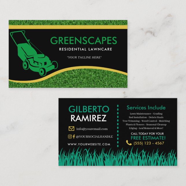 Landscaping Lawn Care Business Card Visitenkarte (Vorne/Hinten)