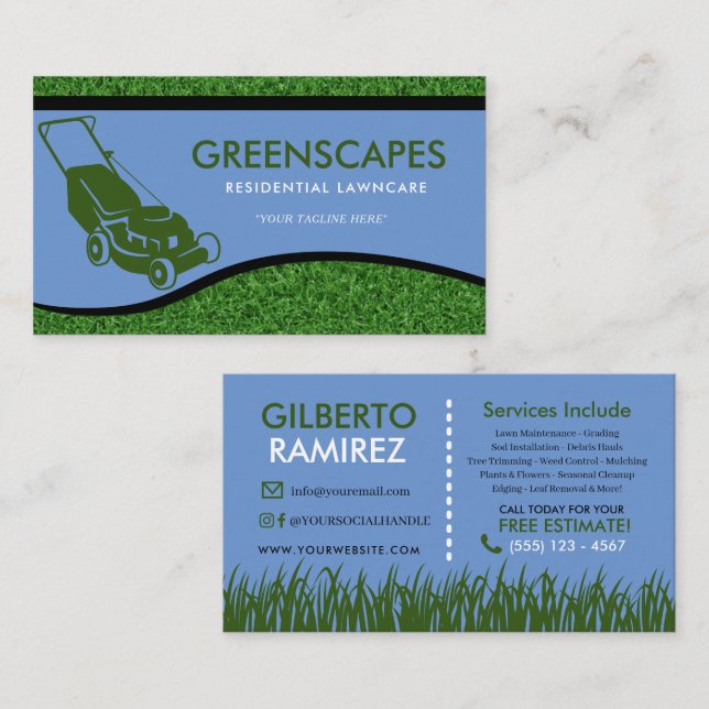 Landscaping Lawn Care Business Card Visitenkarte (Vorne/Hinten)