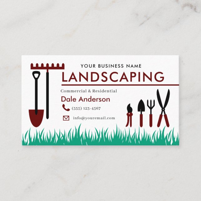 Landscaping Lawn Care Business Card Visitenkarte (Vorderseite)