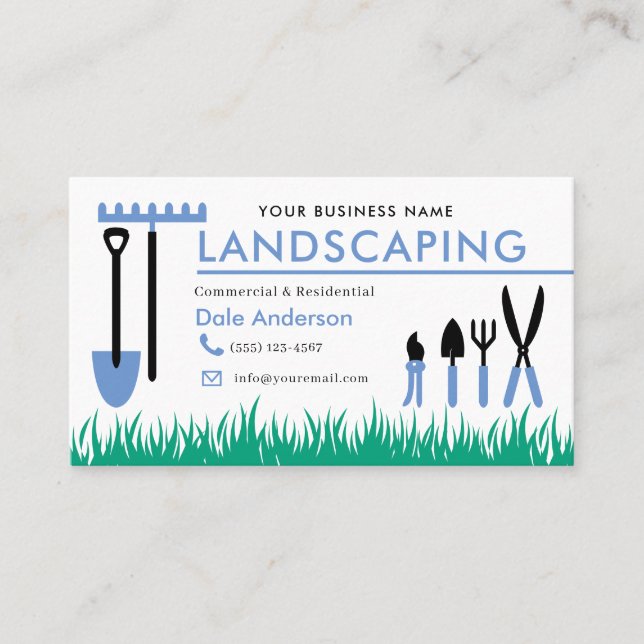 Landscaping Lawn Care Business Card Visitenkarte (Vorderseite)