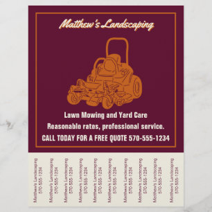 Landscaping Lawn Mowing Flyer with Tear off Strips