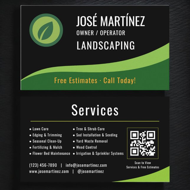 Landscaping Lawn Service QR Code Visitenkarte (Von Creator hochgeladen)