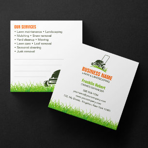 Landscaping Mow beruflich Green Orange Lawncare Quadratische Visitenkarte