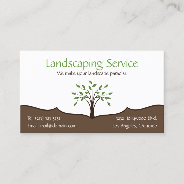 Landscaping Service Elegantes Tree Nature Logo Visitenkarte (Vorderseite)