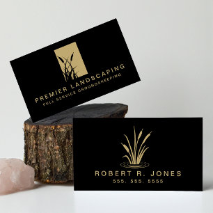 Landscaping Service Landscaper Logo Schwarz und Go Visitenkarte