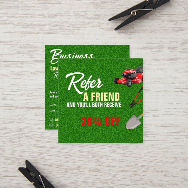 Landscaping Services | Lawn Care & Garden Design Empfehlungskarte (Vorderseite/Rückseite Beispiel)