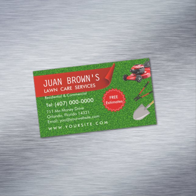Landscaping Services | Lawn Care & Garden Design Magnetische Visitenkarte (Beispiel)