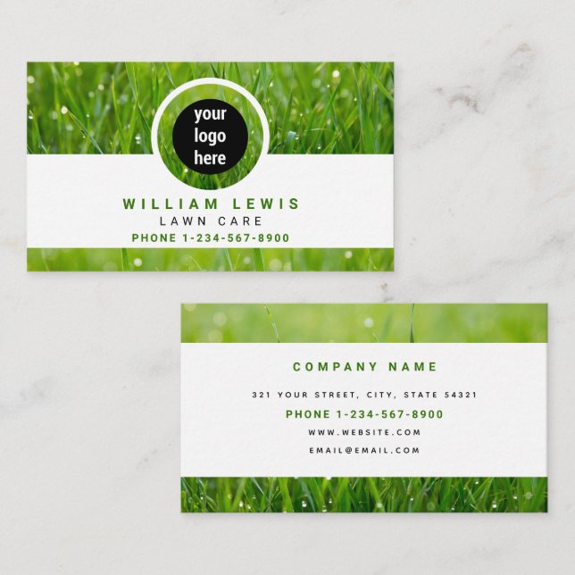 Landscaping von Lawn Care Simple Business-Logos Visitenkarte (Vorne/Hinten)
