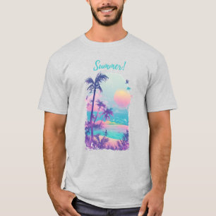 Landschaft 1 Sommer, Wasser, Blume, Sand, Wellen T-Shirt
