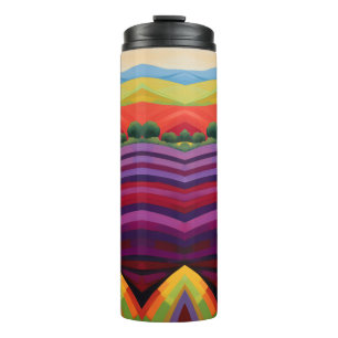 Landschaft 2 Lila Feld Thermosbecher