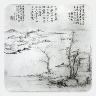 Landschaft 2 quadratischer aufkleber