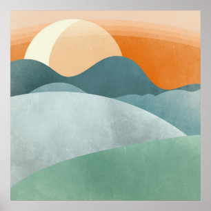 Landschaft 3 Einfache Boho Zeichnungen Boho Chic A Poster