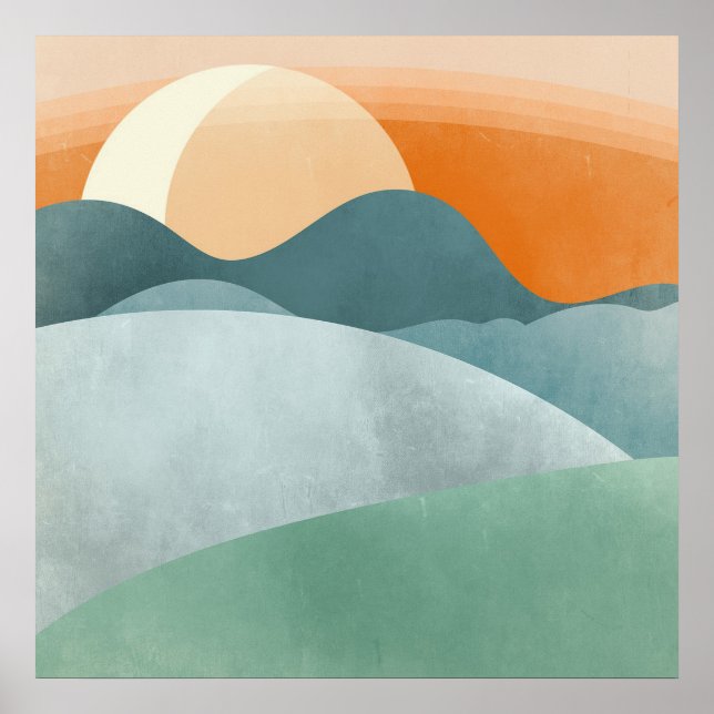 Landschaft 3 Einfache Boho Zeichnungen Boho Chic A Poster (Vorne)