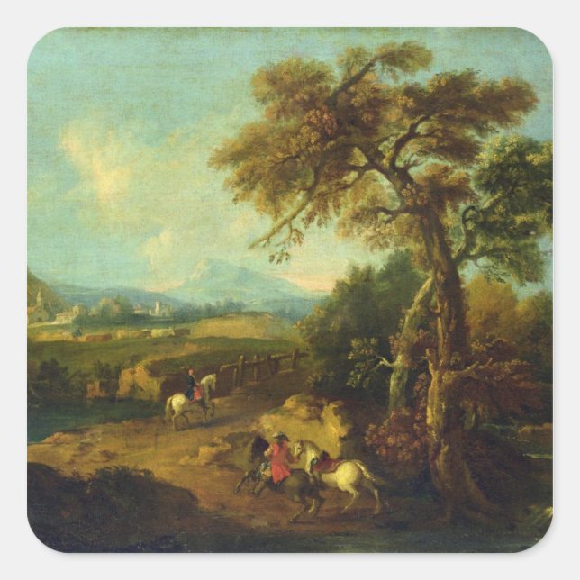 Landschaft 4 quadratischer aufkleber (Vorderseite)