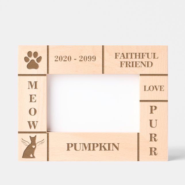 Landschaft 6x4 Gedenkstätte Angel Katze Jahr Geätzte Rahmen (Vorderseite)