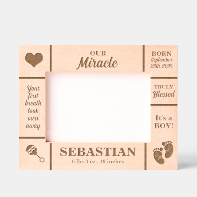 Landschaft 7x5 Neues Baby Personalisiert Geätzte Rahmen (Vorderseite)