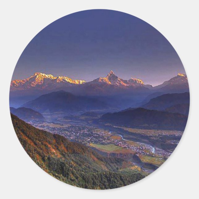 Landschaft anzeigen : HIMALAYA POKHARA NEPAL Runder Aufkleber (Vorderseite)
