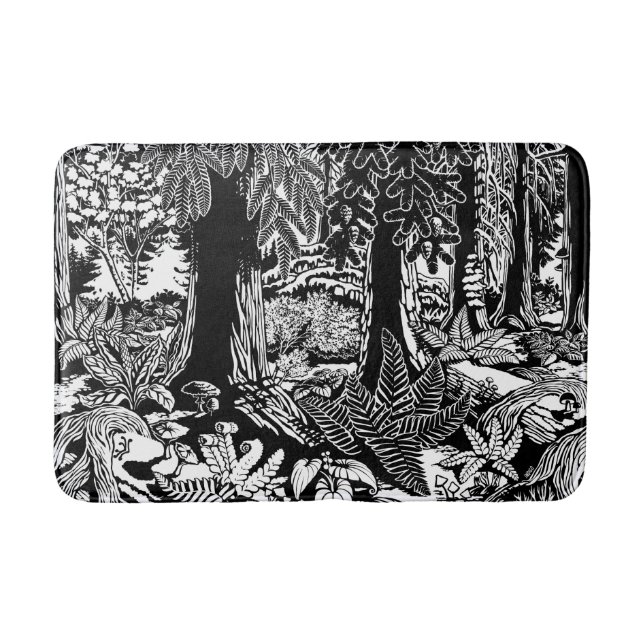 Landschaft Art Bath Mat B & W Forest Badezimmer De Badematte (Vorderseite)