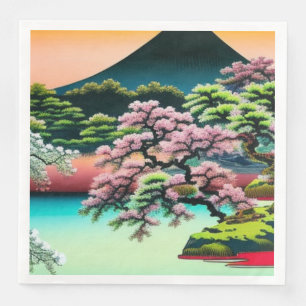 Landschaft Asiatische Kirschblüten Serviette
