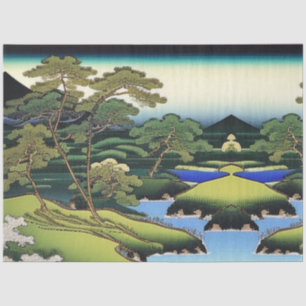Landschaft Asiatische Wasserszene mit Bäumen Decou Seidenpapier