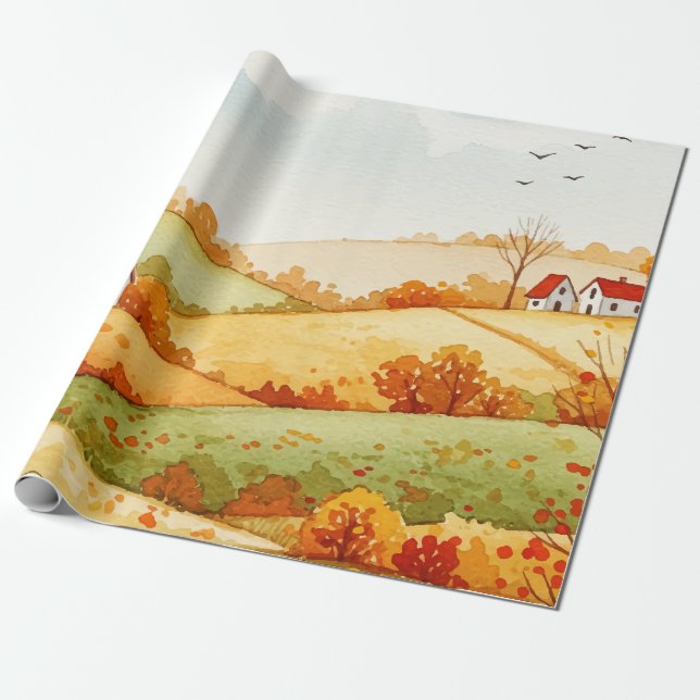 Landschaft auf dem Lande Geschenkpapier (Ungerollt)