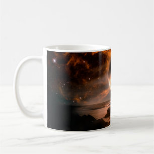 Landschaft auf einem fantastischen außerirdischen kaffeetasse