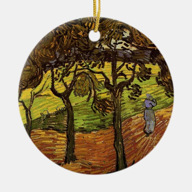 Landschaft, Bäume und Figuren von Vincent van Gogh Keramikornament (Vorne)