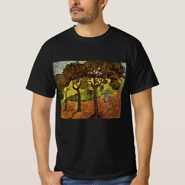 Landschaft, Bäume und Figuren von Vincent van Gogh T-Shirt (Vorderseite)