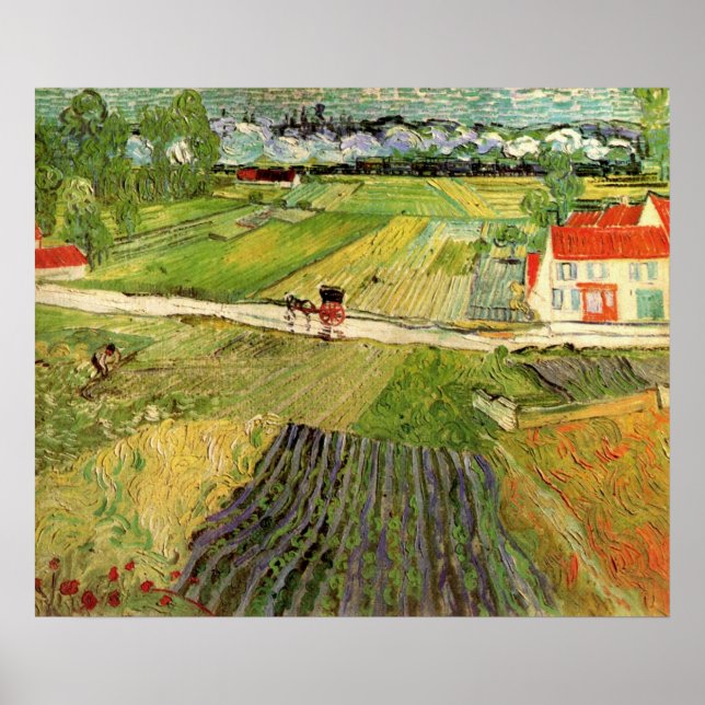 Landschaft, Beförderung und Zug durch Vincent van  Poster (Vorne)