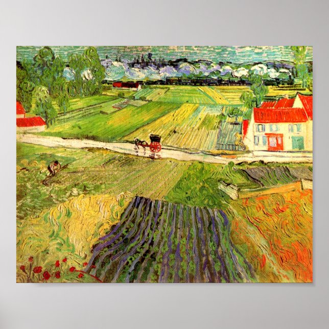 Landschaft, Beförderung und Zug Van Gogh Kunstkuns Poster (Vorne)