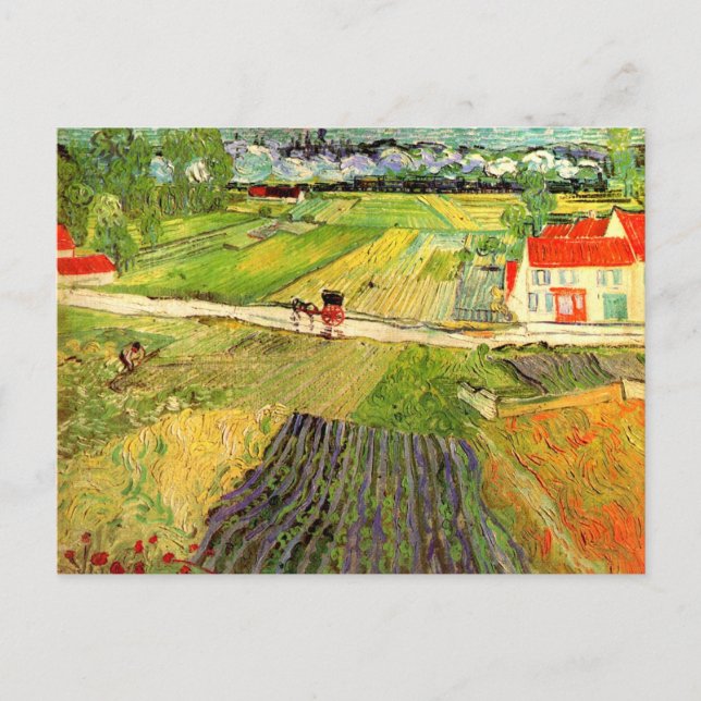 Landschaft, Beförderung und Zug Van Gogh Kunstkuns Postkarte (Vorderseite)